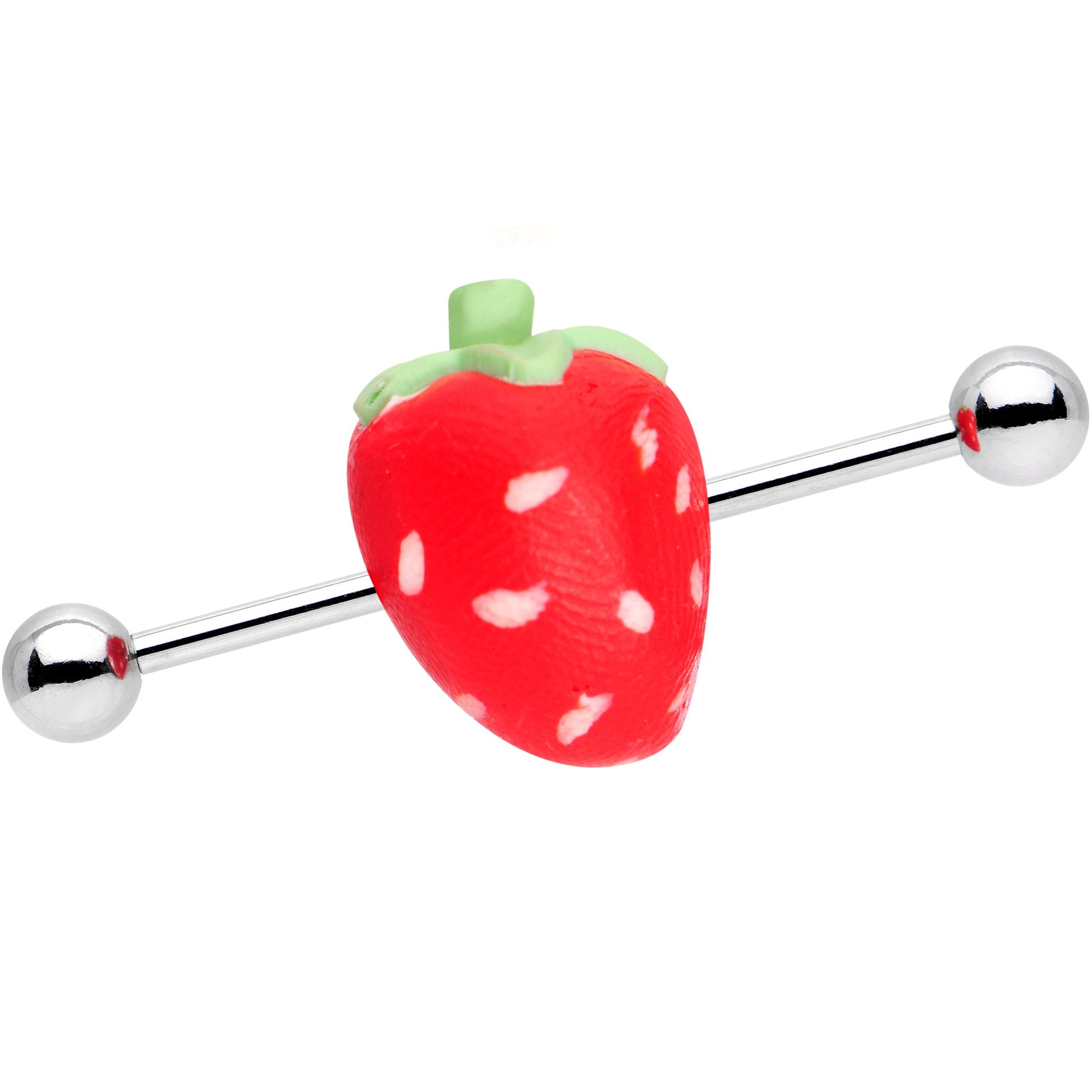 14 Gauge Handcrafted Scrumptious Strawberry Industrial Barbell 32mm