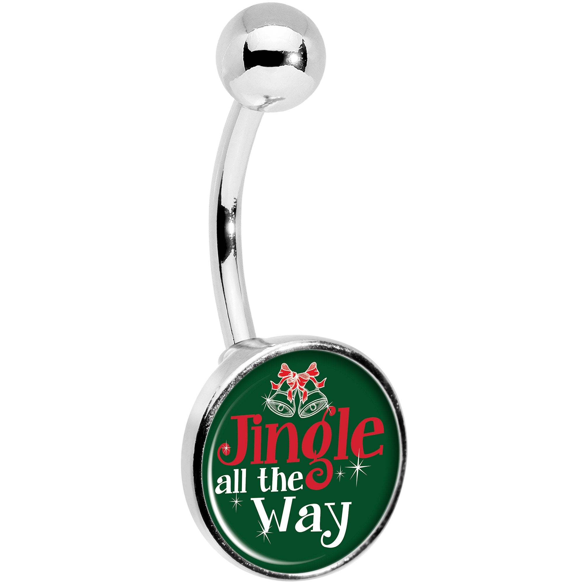 Green Jingle All the Way  Stainless Steel Belly Ring stylish jewelry