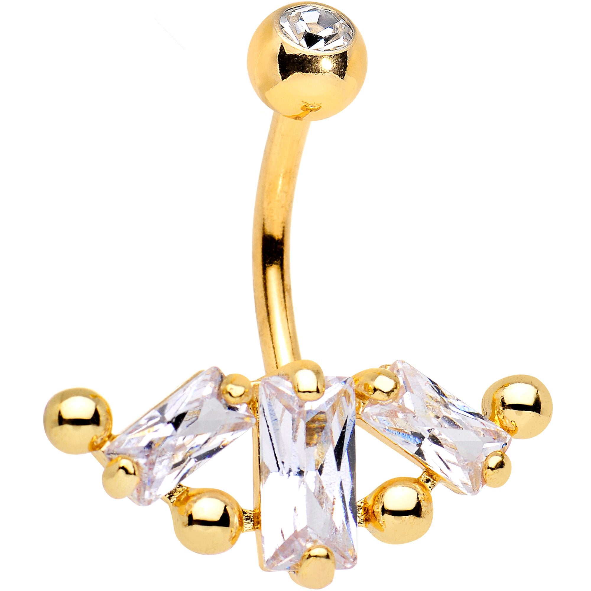 Clear Gem Gold PVD Fancy Chandy Chandelier Belly Ring