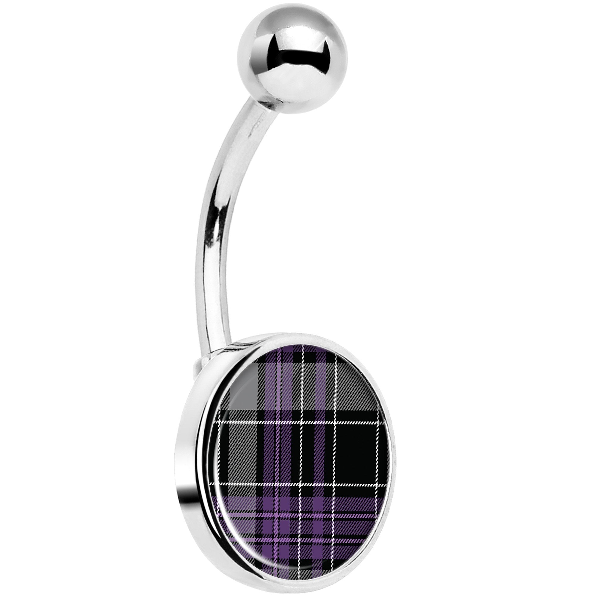 Winter Purple Black Plaid Hypoallergenic Stainless Steel Belly Ring