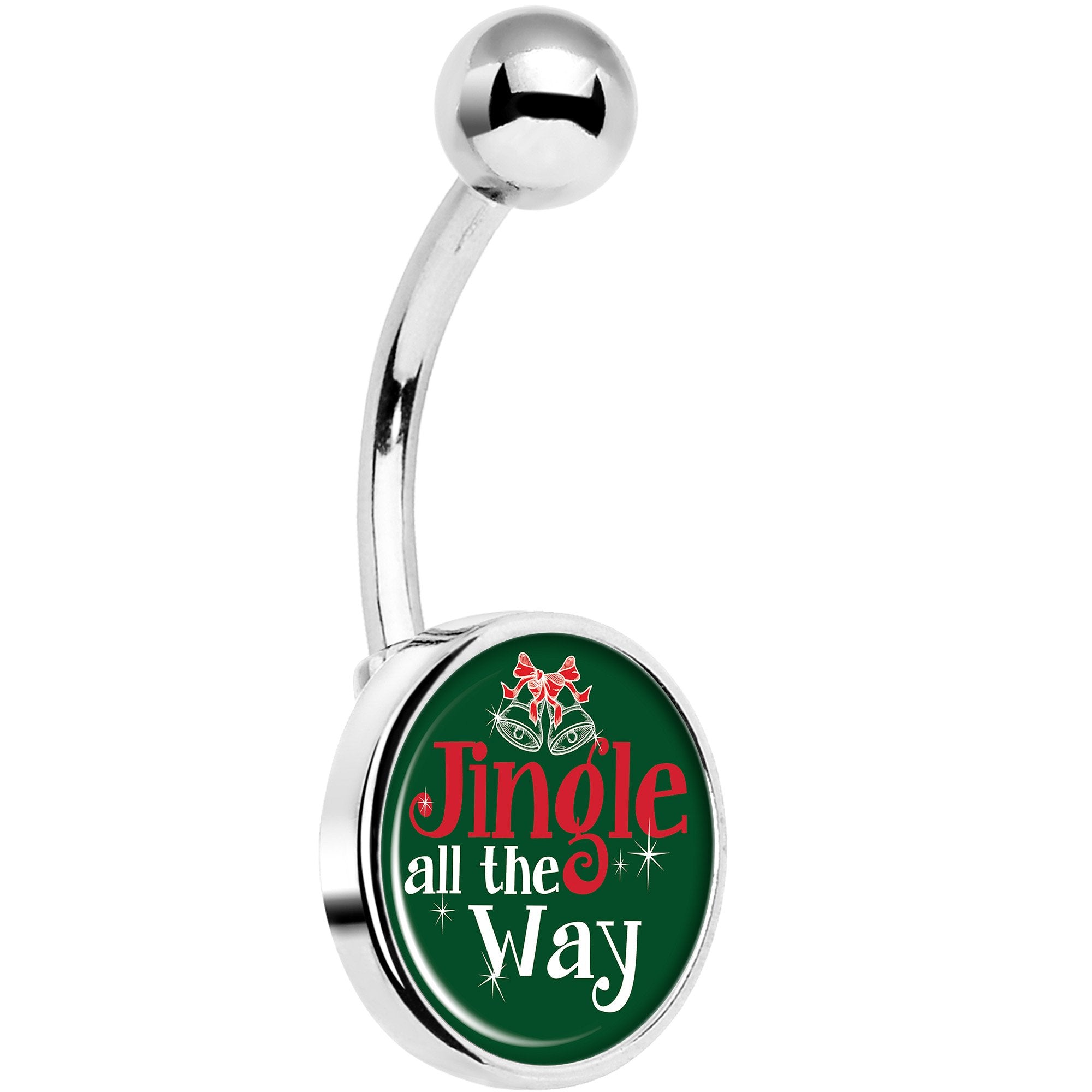 Green Jingle All the Way Hypoallergenic Stainless Steel Belly Ring