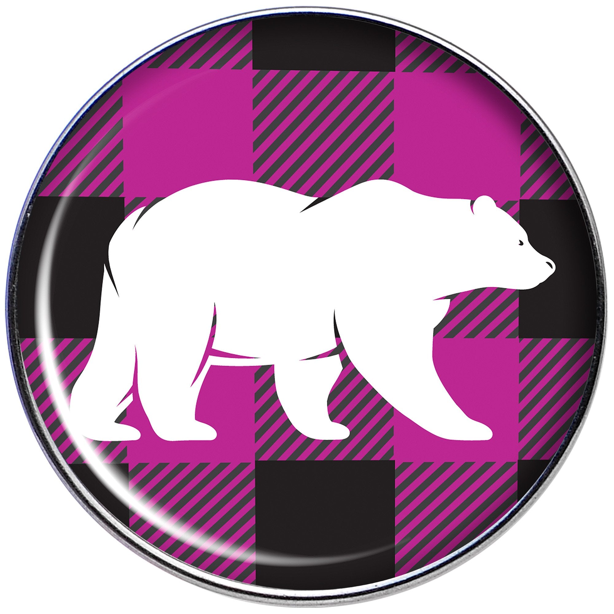 16G 1/4 Pink Black Plaid Polar Bear Tragus Cartilage Earring