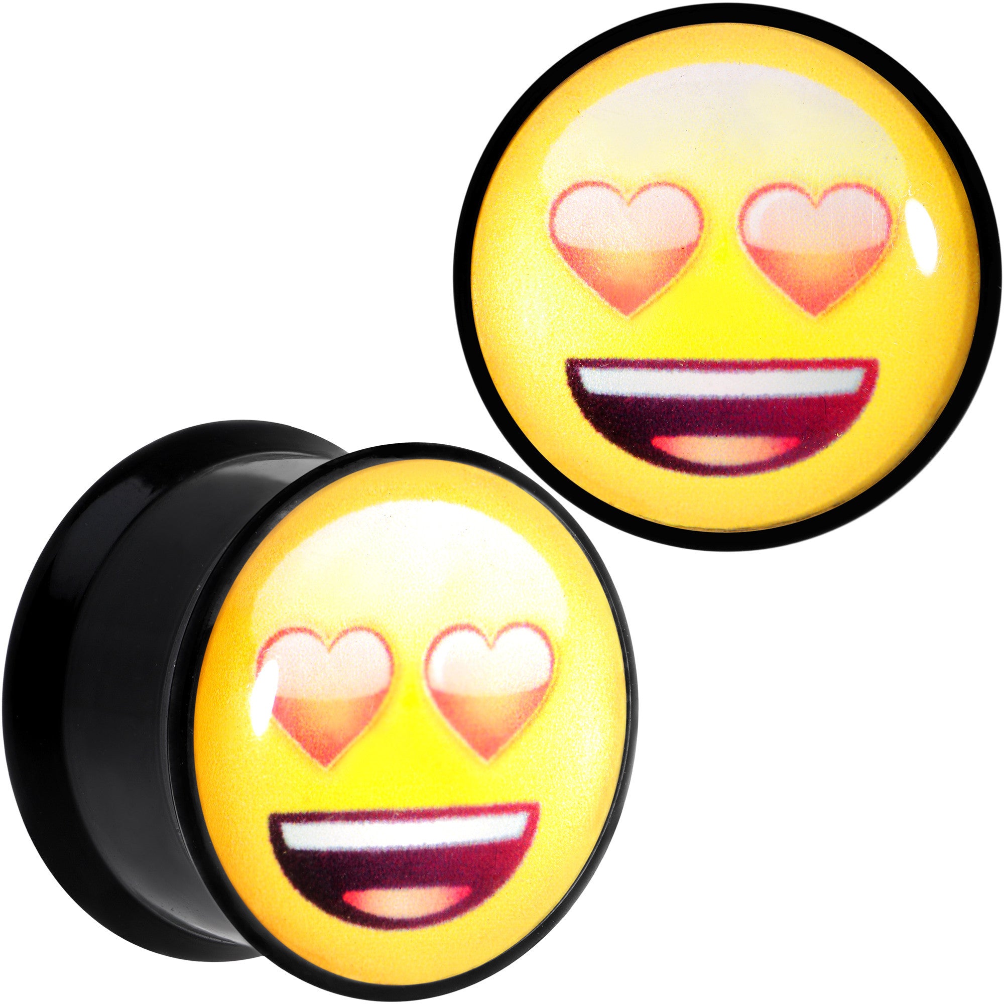 5/8 Licensed Heart Eyes emoji Acrylic Double Flare Plug Set