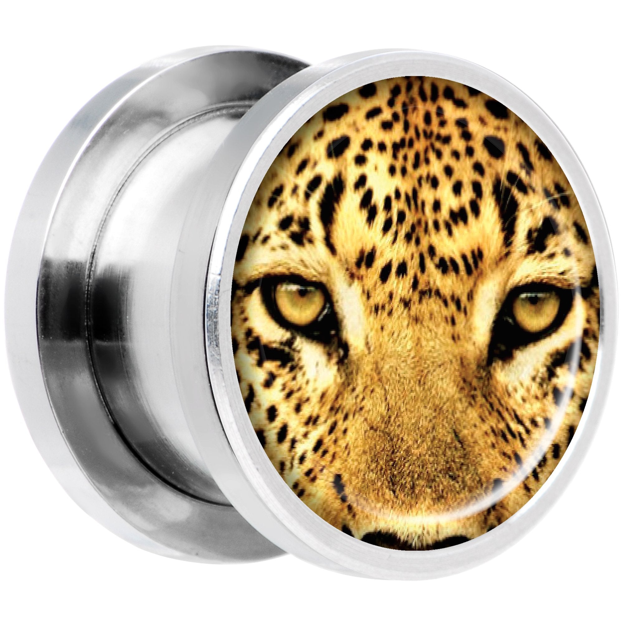 Full Color Leopard Eyes Steel Screw Fit Plug Set 1/2