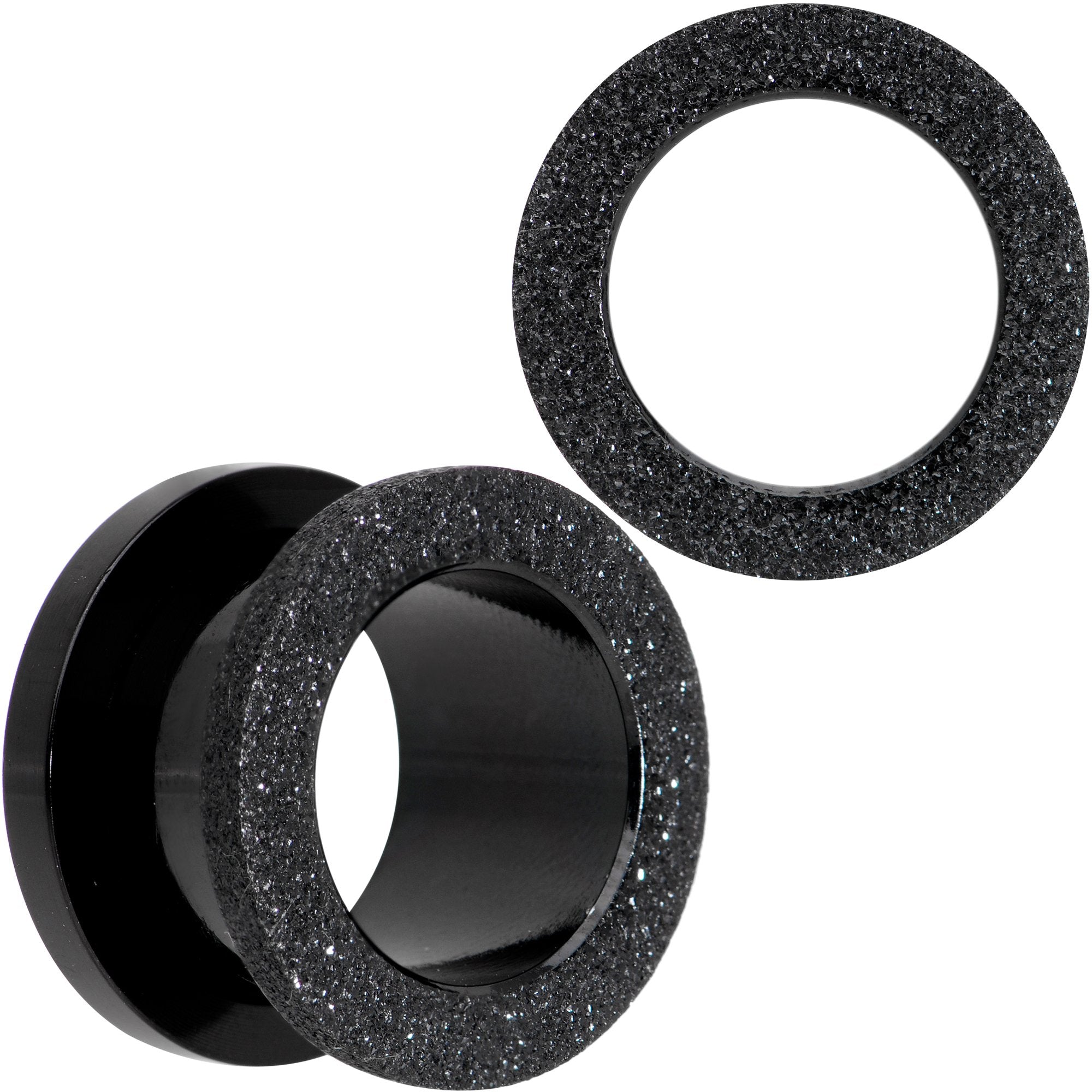 Black PVD Sandblasted Screw Fit Tunnel Plug Set 5mm to 16mm