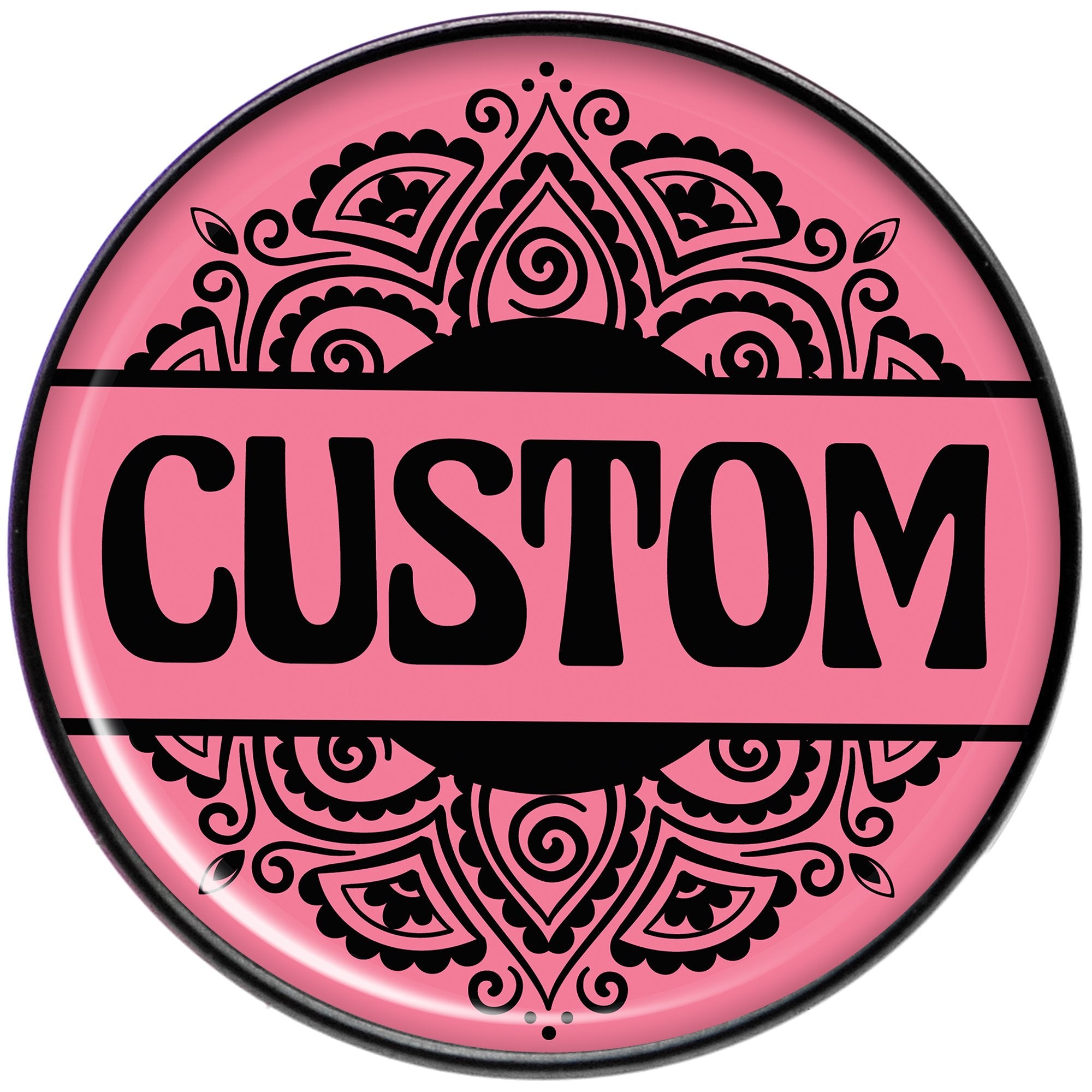 Custom Pink Mandala Personalized Name Black Barbell Tongue Ring