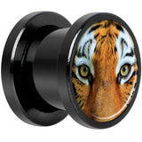 Full Color Tiger Eyes Black Anodized Screw Fit Plug Set 00 Gauge