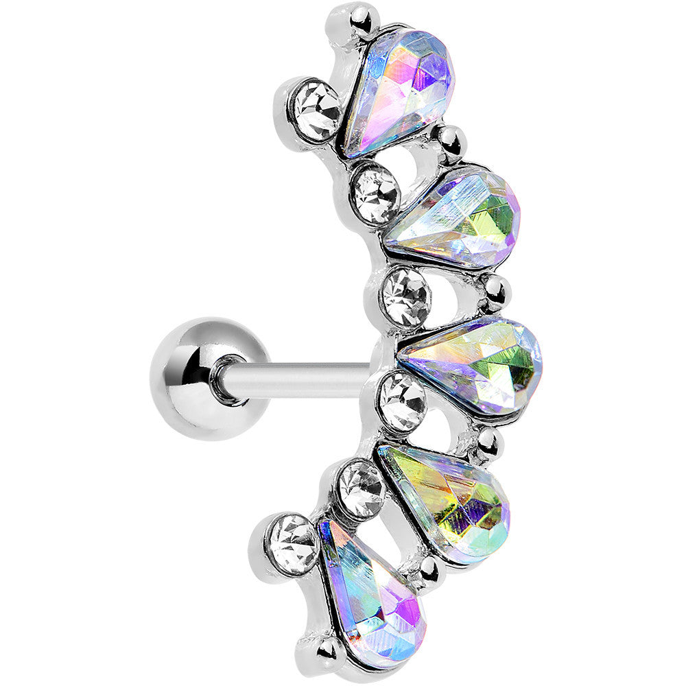 16G 5/16 Aurora Clear Gem Curved Garnish Left Cartilage Earring