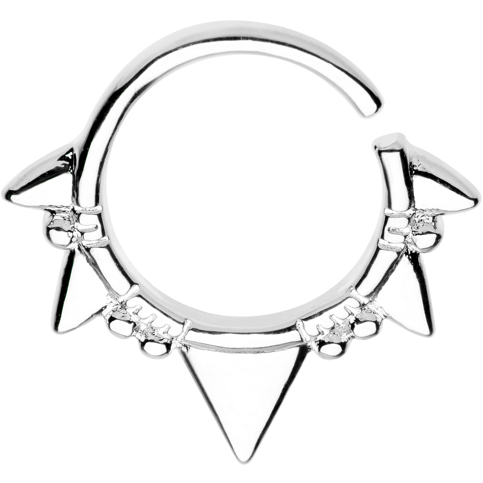 16 Gauge Rhodium Plated Boho Triangles Seamless Circular Ring