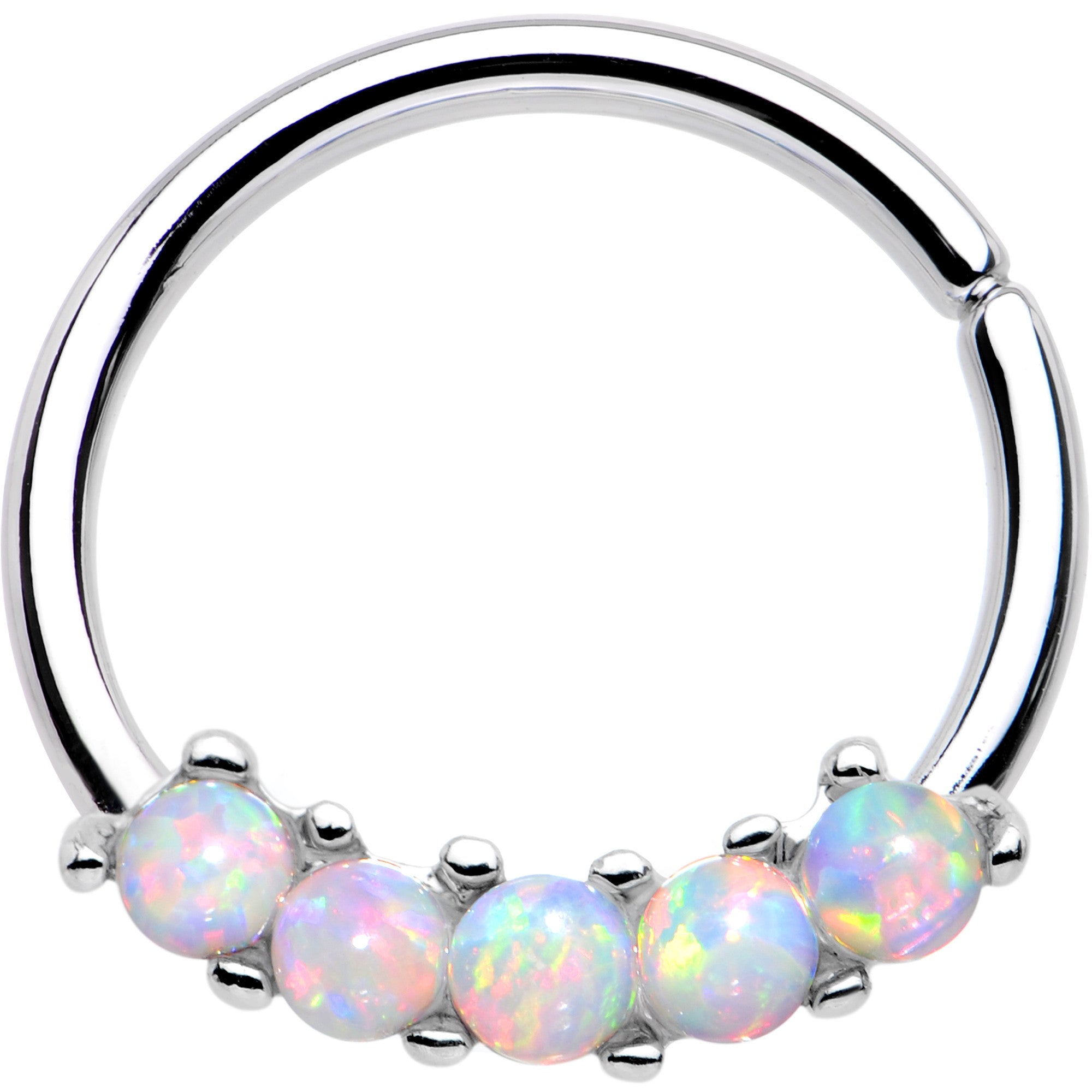 16 Gauge 3/8 White Synthetic Opal Annealed Seamless Circular Ring