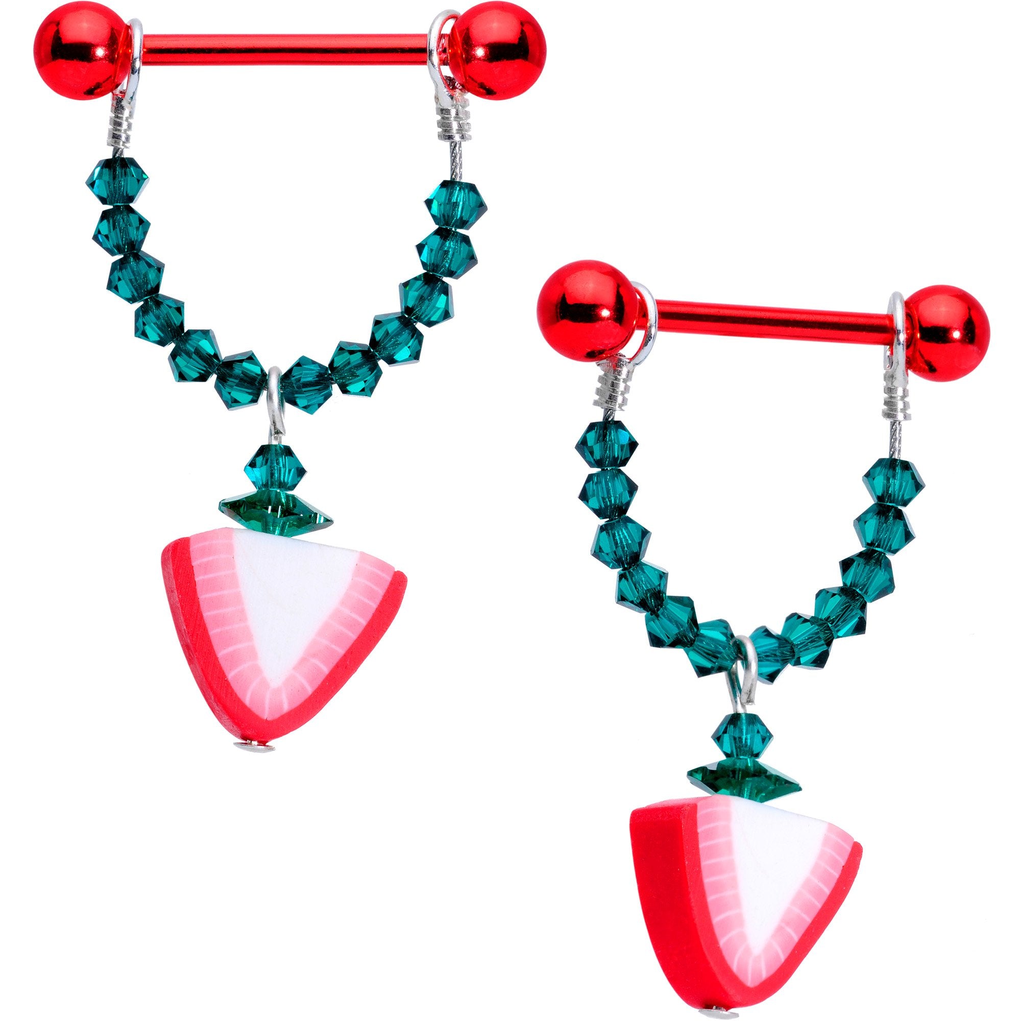 Summer Berry Dangle Nipple Ring Set Created with Crystals