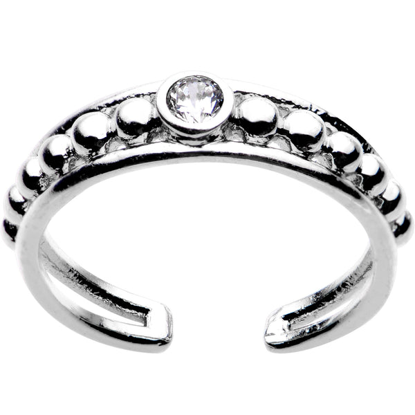 Clear CZ Gem Silver Plated Cocktail Party Toe Ring