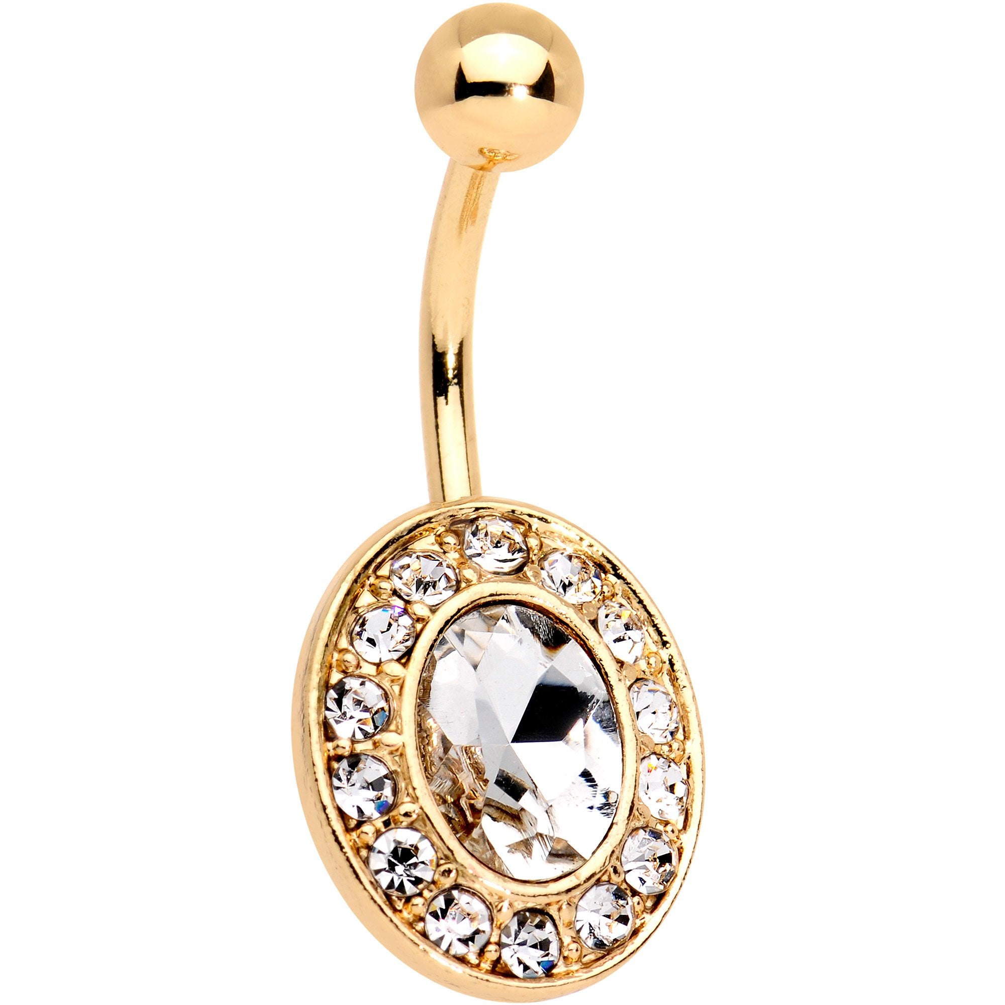 Clear Gem Gold Tone IP Regal Bliss Belly Ring
