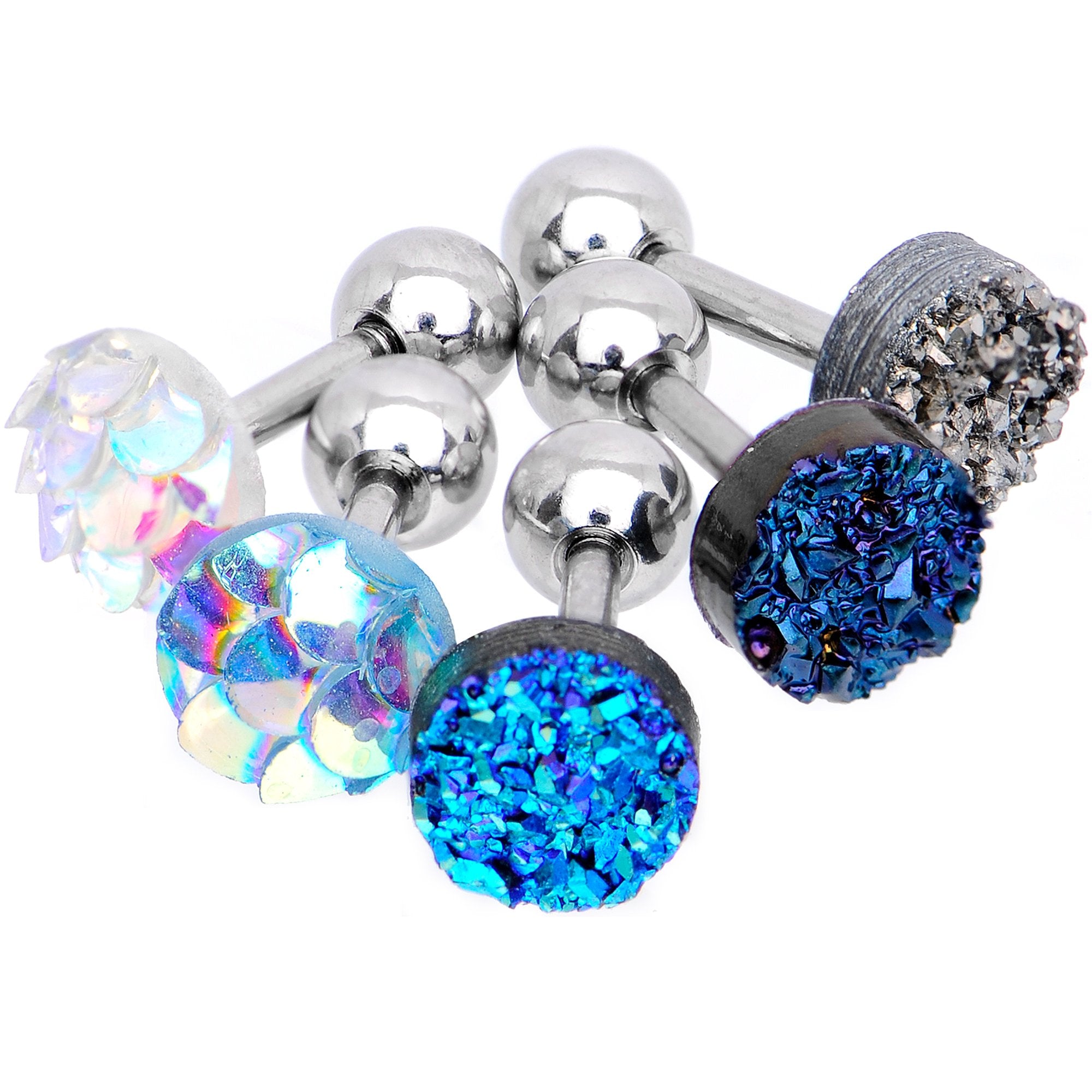 16G 1/4 Tantalizing Textures Tragus Cartilage Earring Set of 5