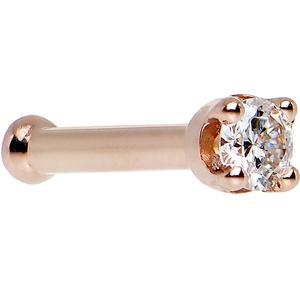 14KT Rose Gold 2mm Genuine Diamond Nose Ring