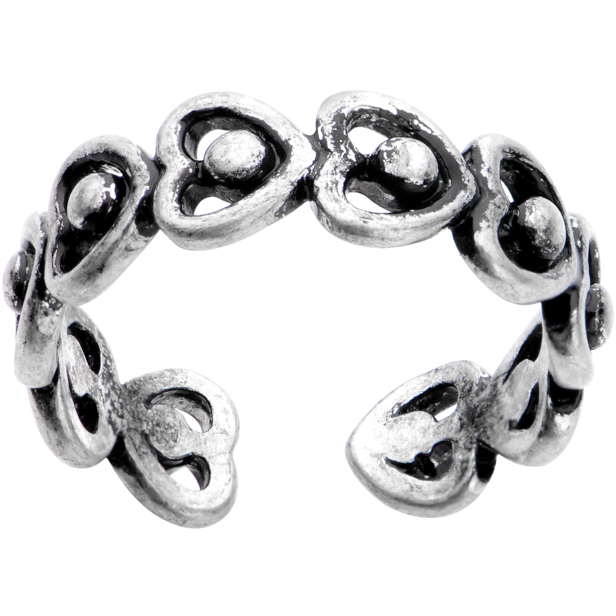 Silver Plated Repeating Heart Wreath Toe Ring