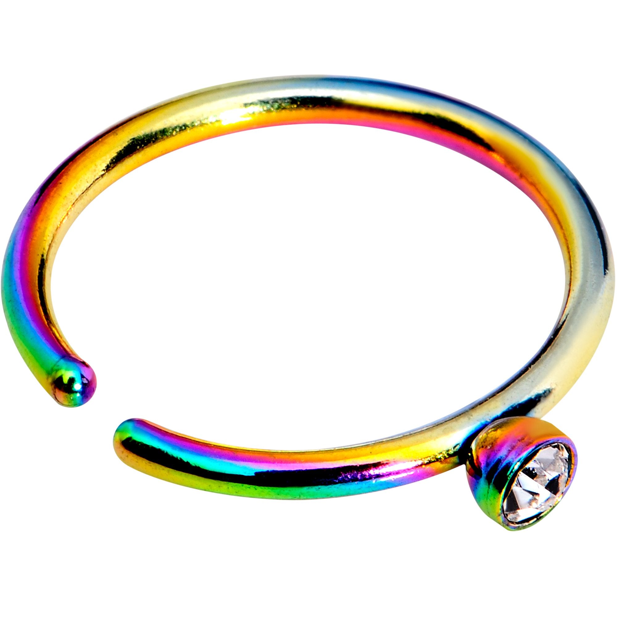 20 Gauge 5/16 Clear Gem Rainbow IP Seamless Circular Ring