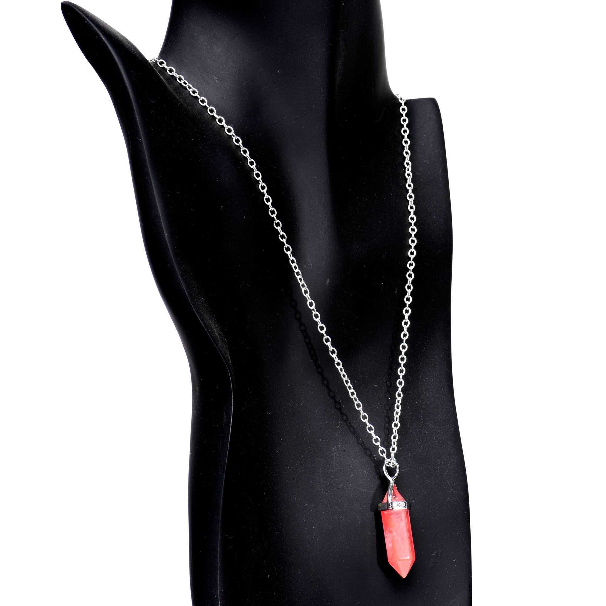 Handcrafted Pink Quartz Prism Silver Plated Chain Necklace