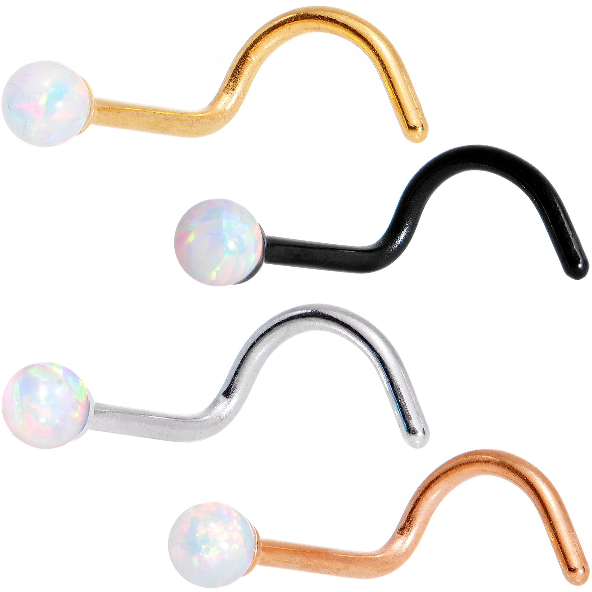 White 2.5mm Synthetic Opal Ball Anodized Left Nose Screw 4 Pack Set