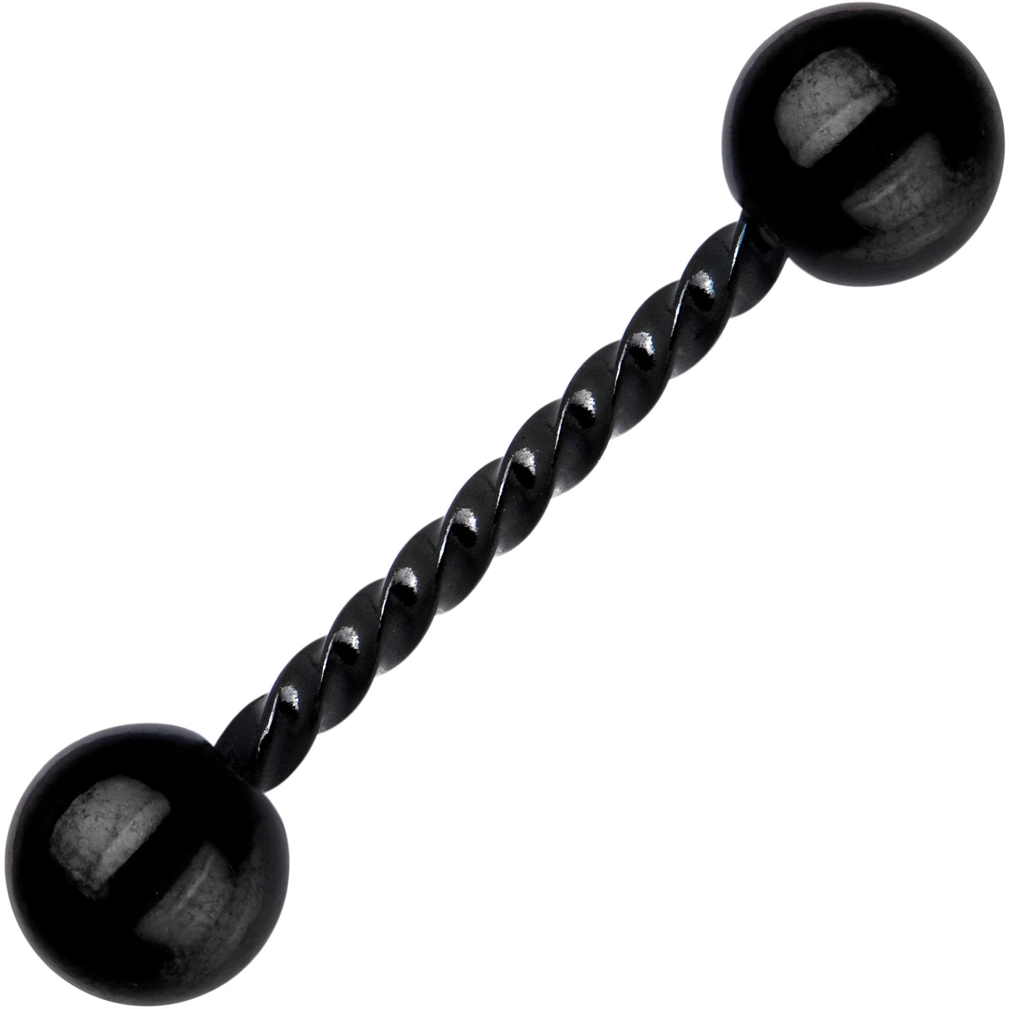 14 Gauge 5/8 Black IP Seriously Twisted Barbell Tongue Ring