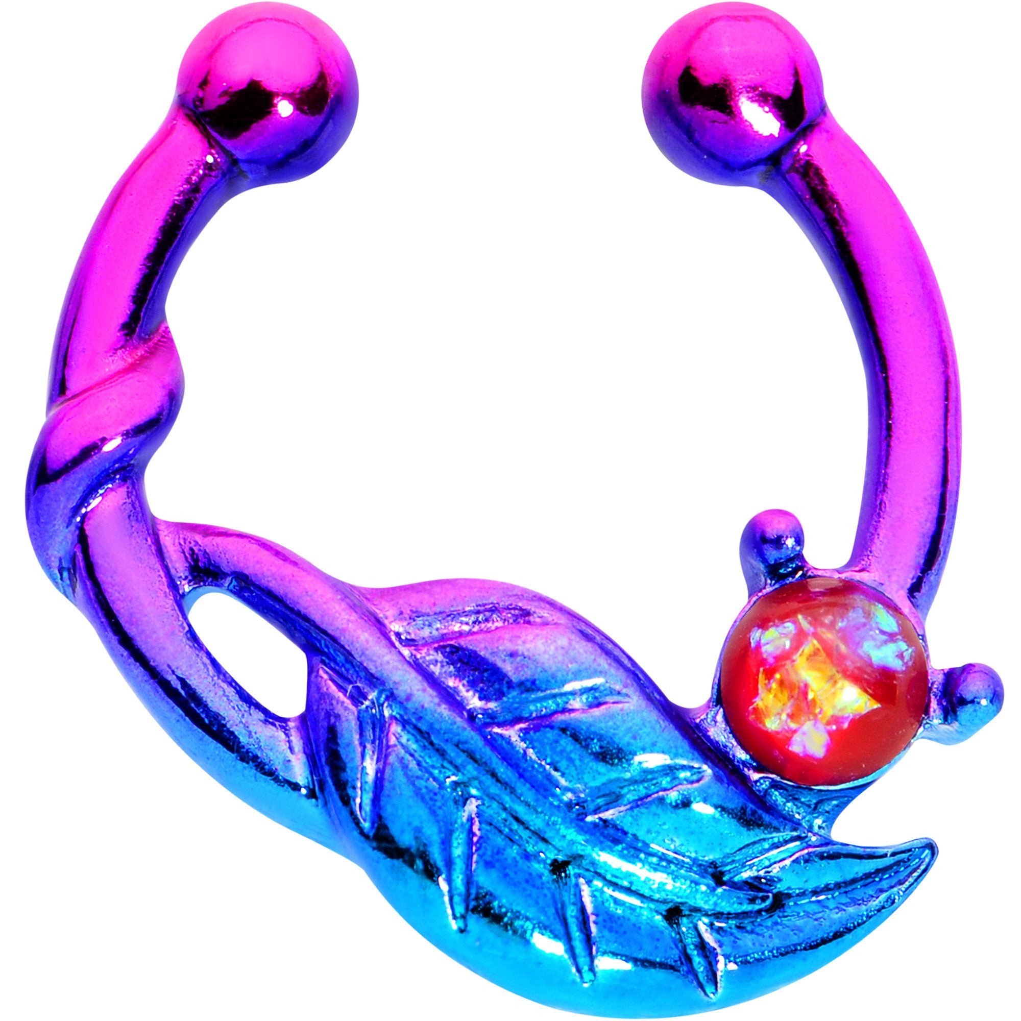 Red Faux Opal Purple Blue Fade Fruit of the Vine Clip On Fake Septum