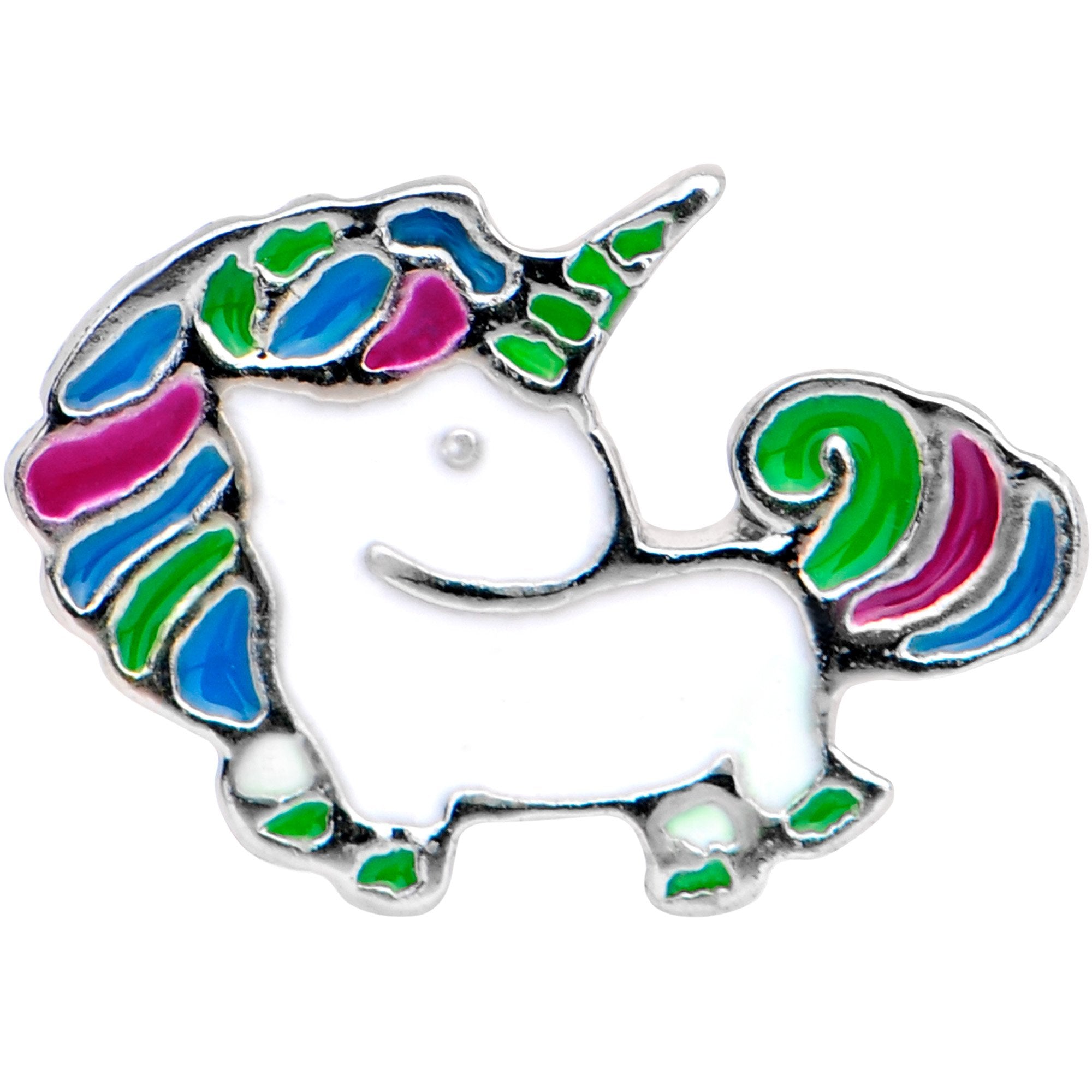 16G 1/4 Rad Rainbow Unicorn Cartilage Tragus Earring