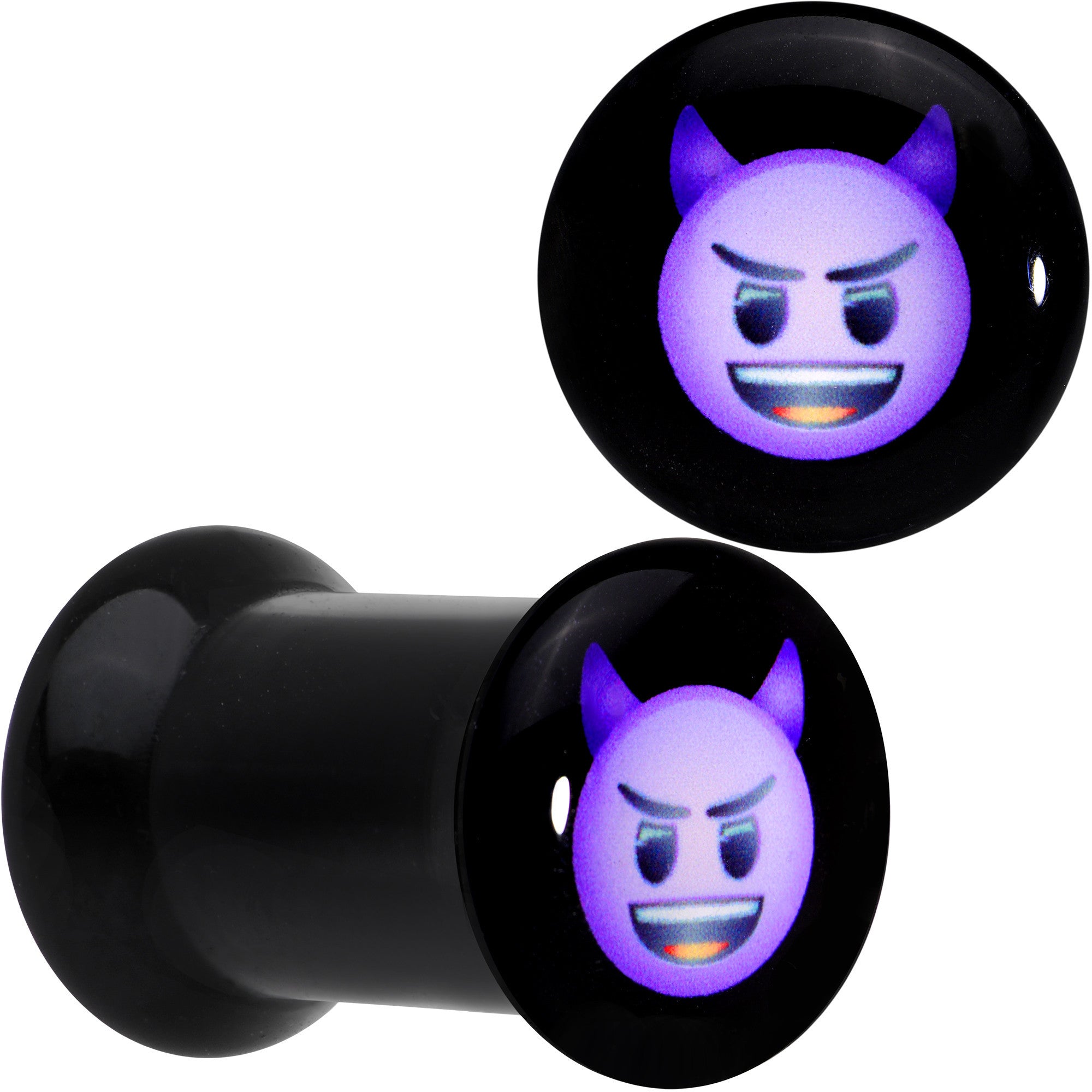 2 Gauge Licensed Purple Devil emoji Acrylic Double Flare Plug Set
