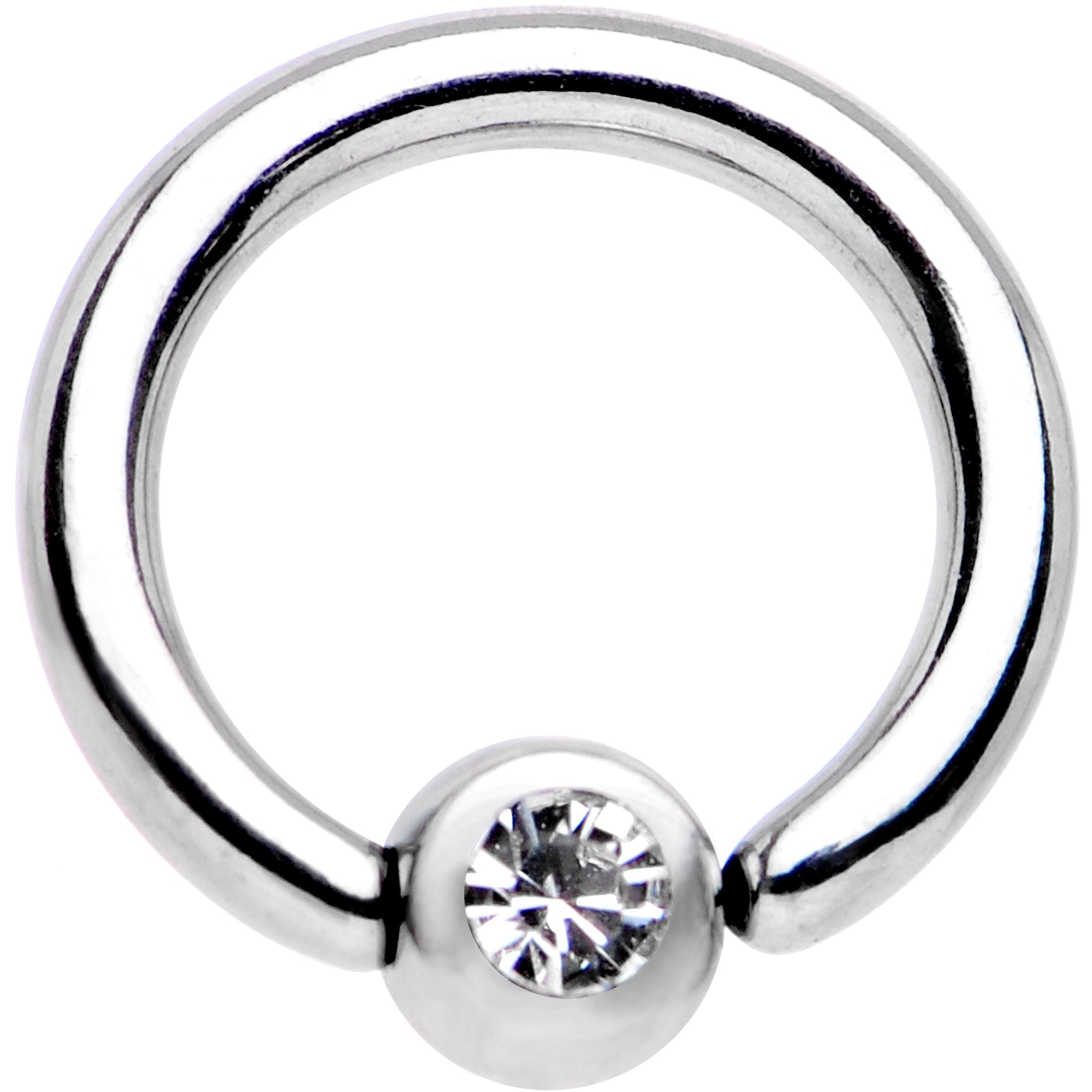 16G 1/4 Clear Gem BCR Captive Ring