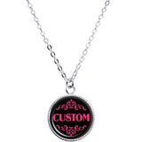 Custom Pink Personalized Name Silver Plated Chain Necklace