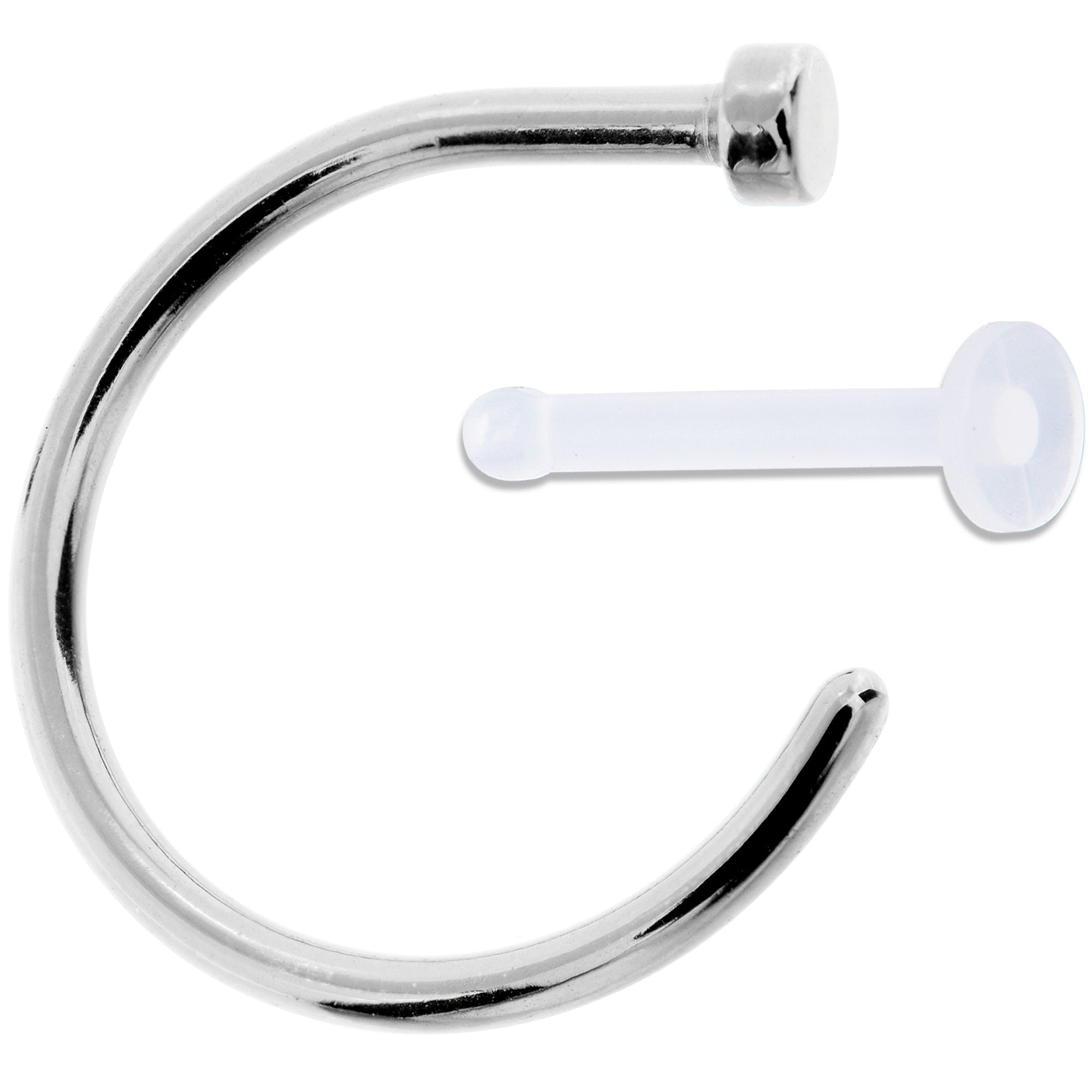 18 Gauge 3/8 Pack Set of 5 Assorted Stainless Steel Nose Hoop Rings