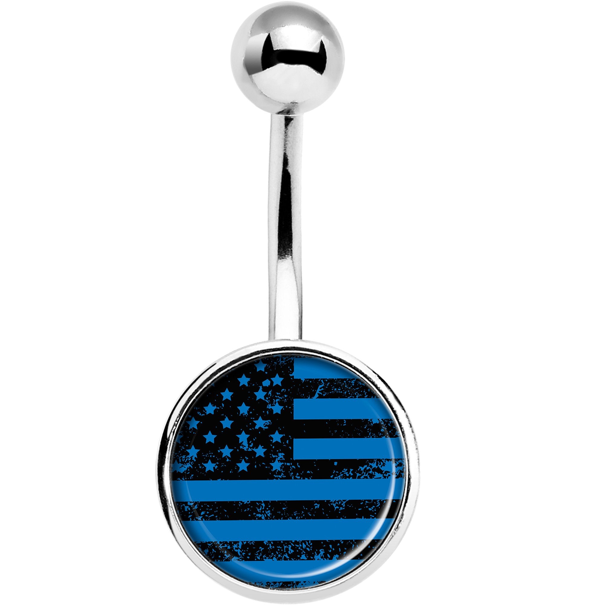 Blue American Flag  Stainless Steel Belly Ring lightweight comfortable