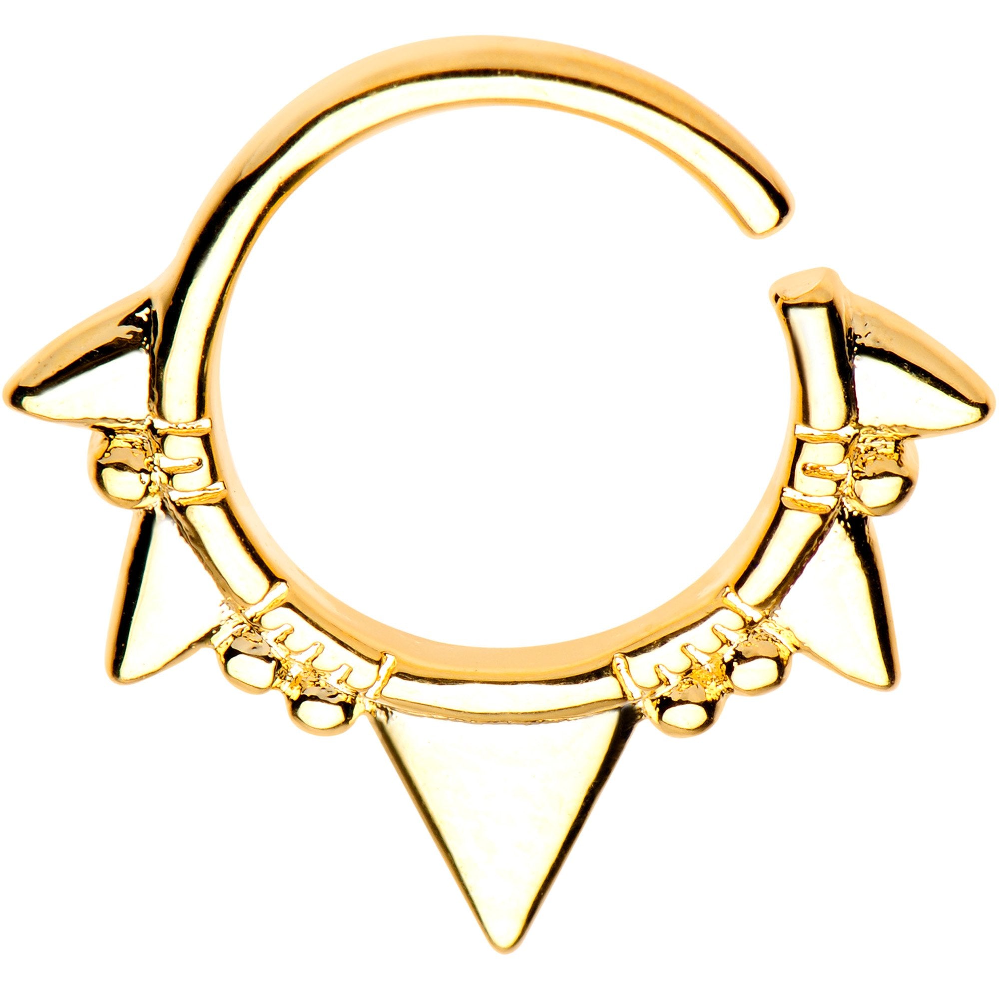 16G 5/16 Gold Plated Boho Triangles Seamless Circular Ring