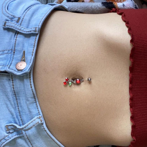 Ruby Red DANGLING CHERRY Belly Ring – BodyCandy