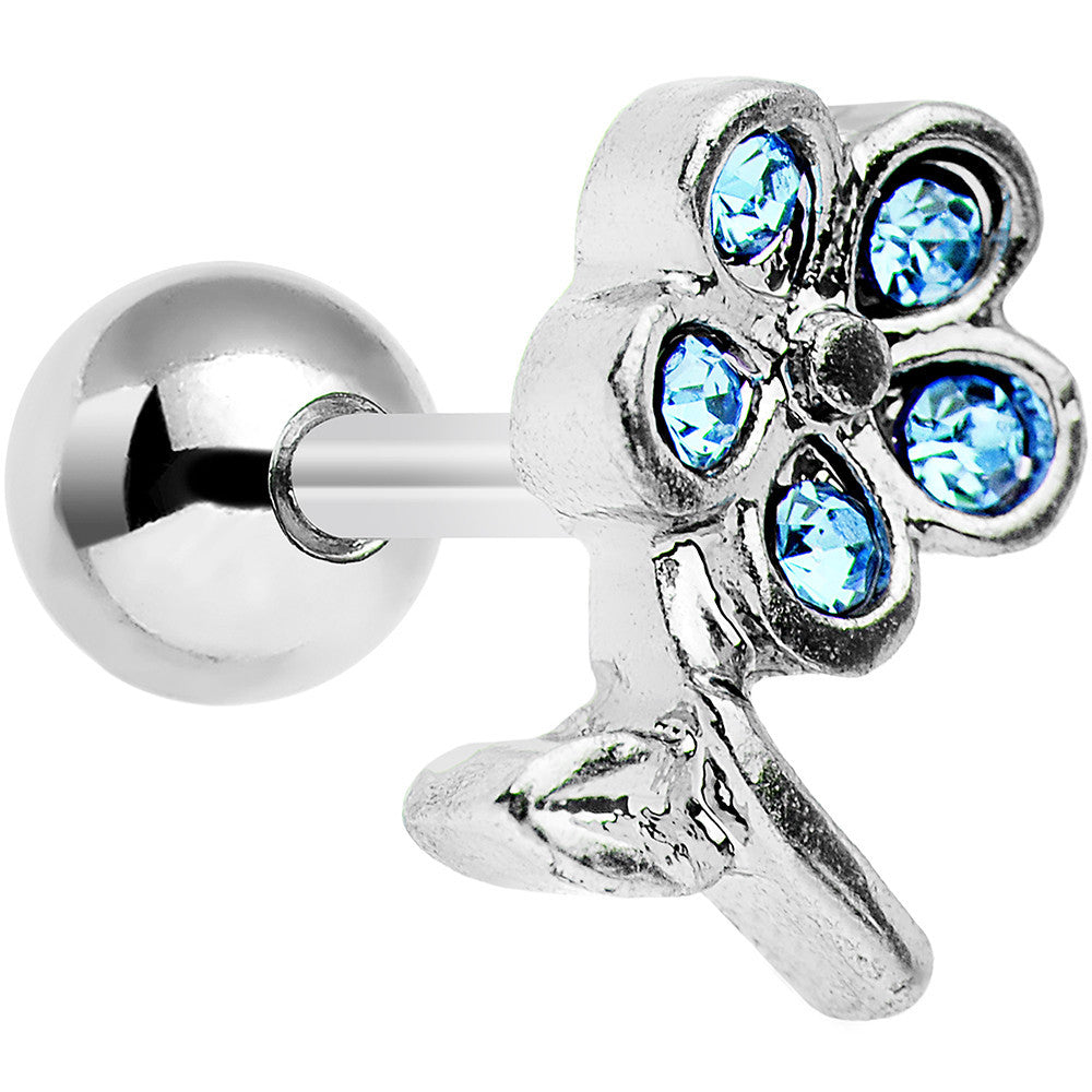 16G 1/4 Aqua Gem Petal Flower Right Ear Cartilage Earring