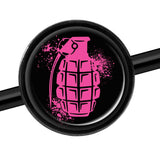 14 Gauge Pink Grenade Black Industrial Barbell 37mm