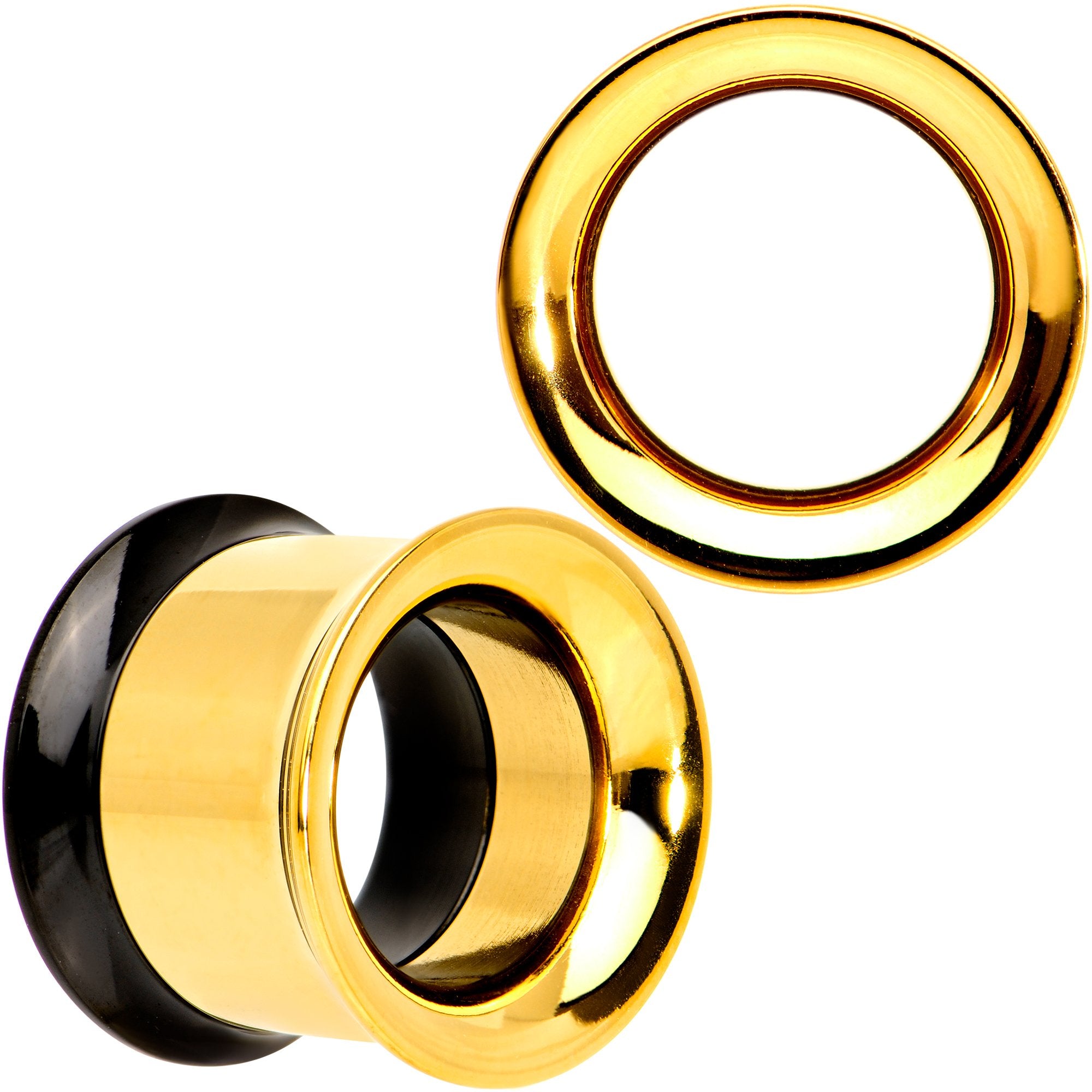 Gold PVD Black Two Tone Screw Fit Tunnel Plug Set 3mm to 16mm