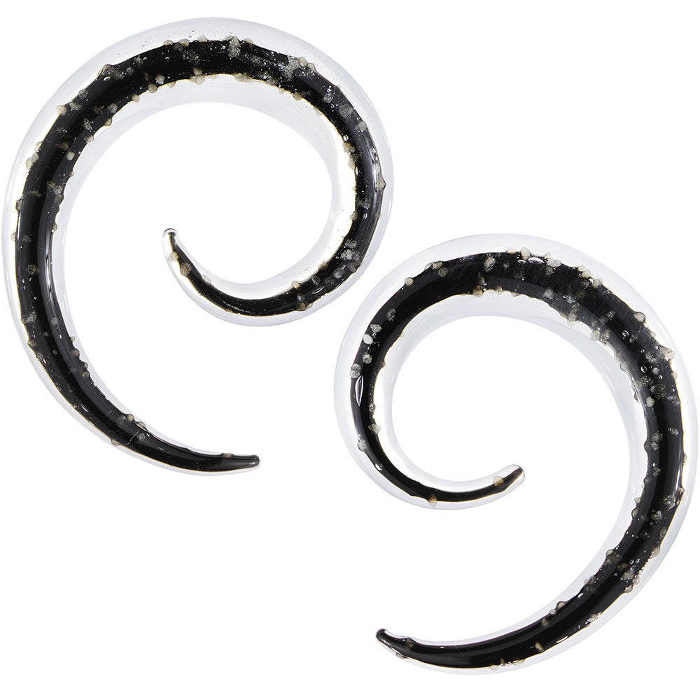 2G Clear Black Glass Glow in the Dark Spiral Taper Set