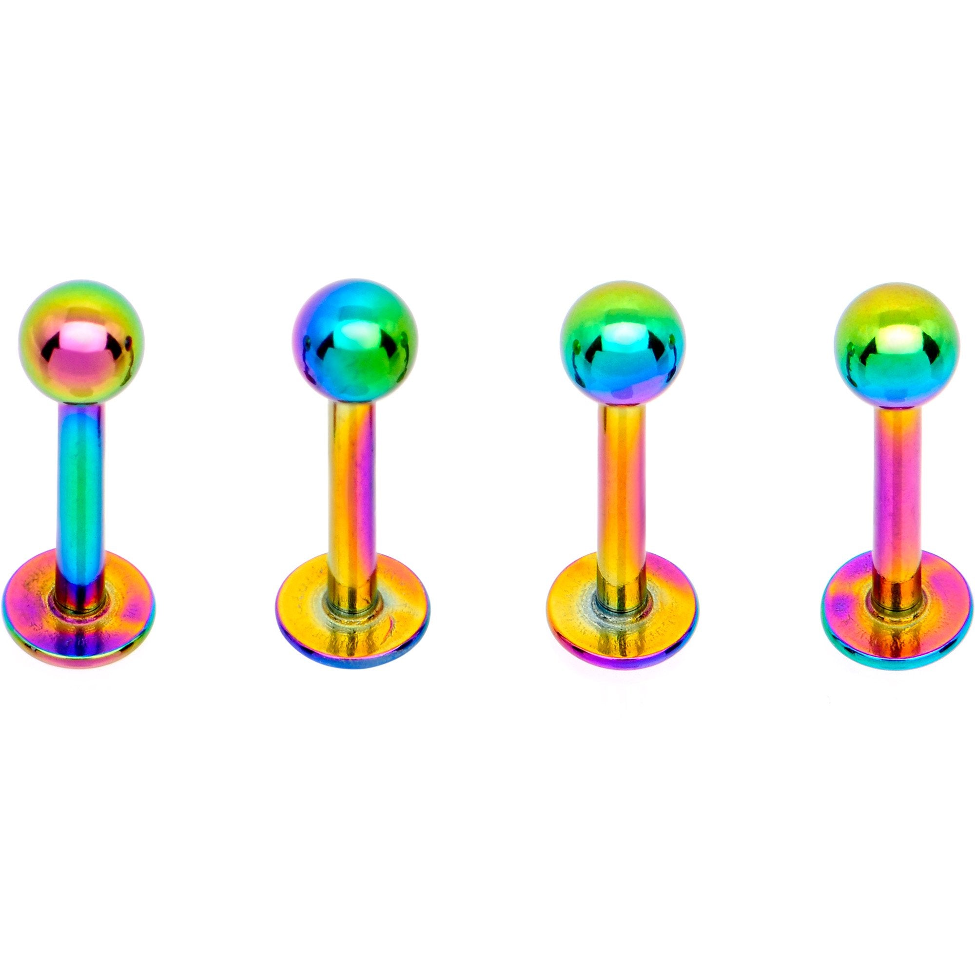 16G 5/16 Rainbow Black PVD Pack Set of 12 Labret Monroe