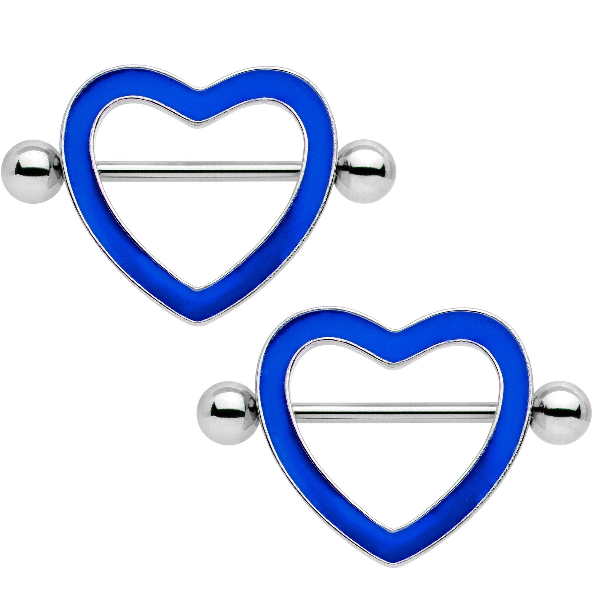 3/4 Blue Glow in the Dark Valentine Heart Nipple Shield Set
