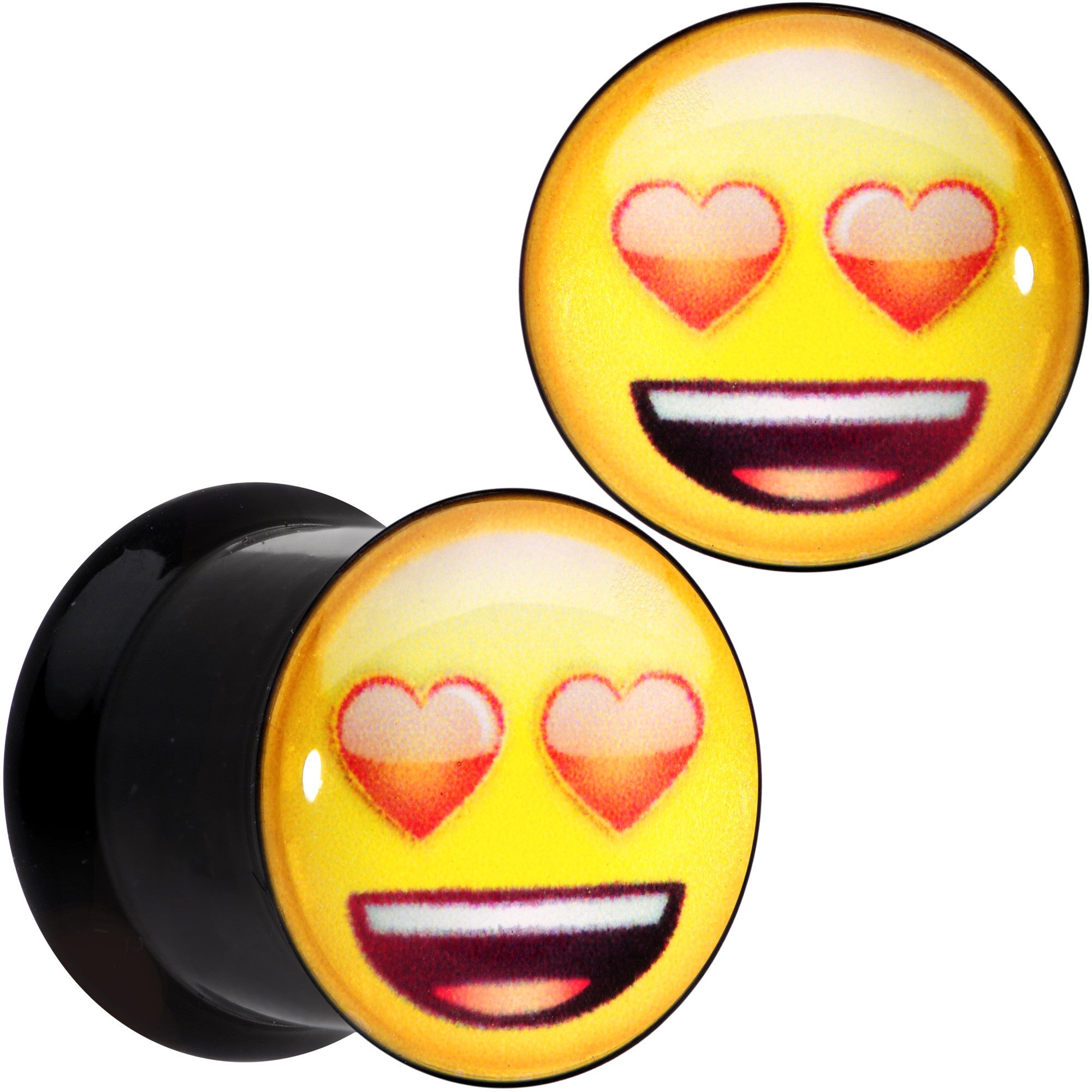 7/16 Licensed Heart Eyes emoji Acrylic Double Flare Plug Set