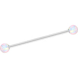 14 Gauge White 5mm Synthetic Opal Ball Industrial Barbell 32mm