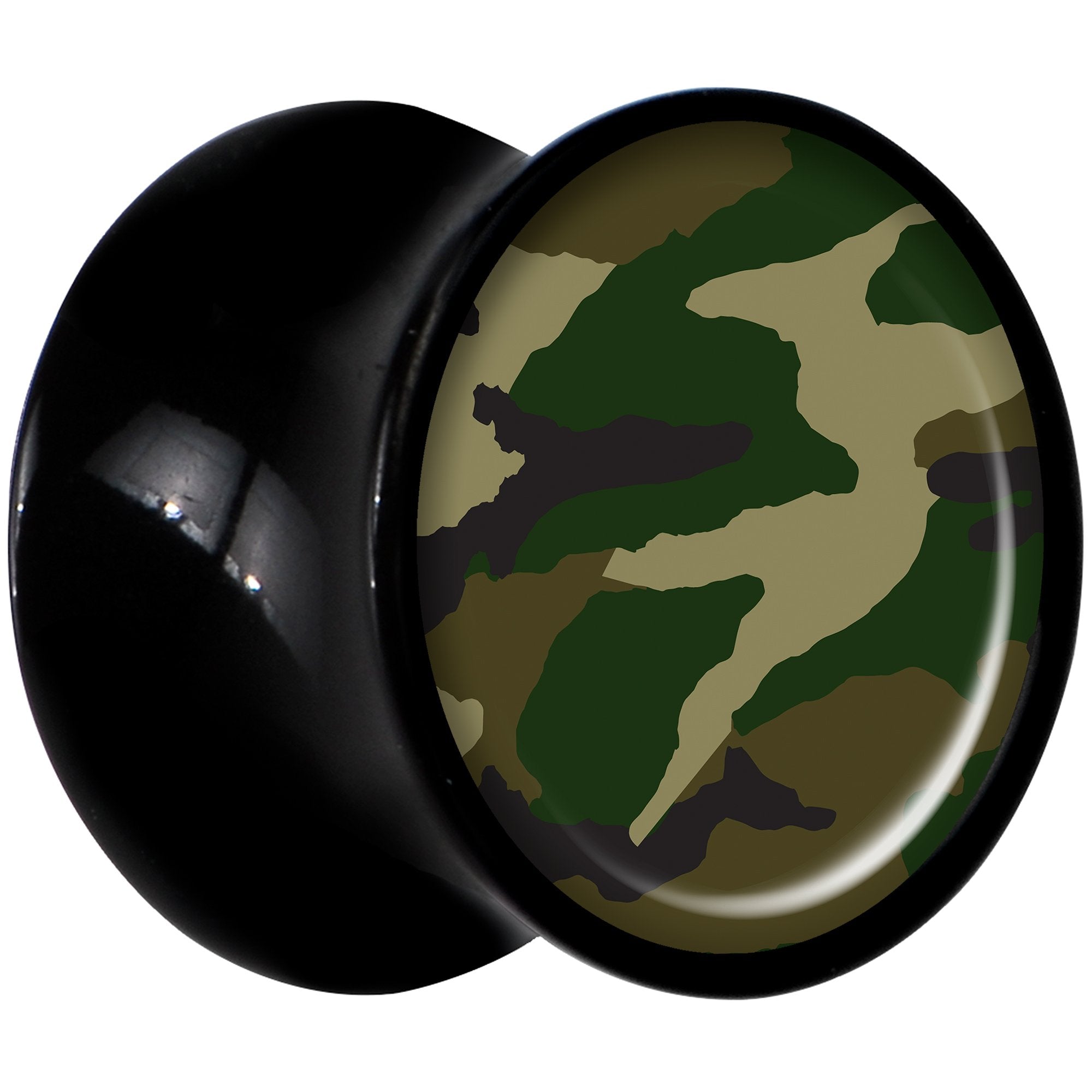 Black Acrylic Woodland Camo Print Saddle Plug Set 00G
