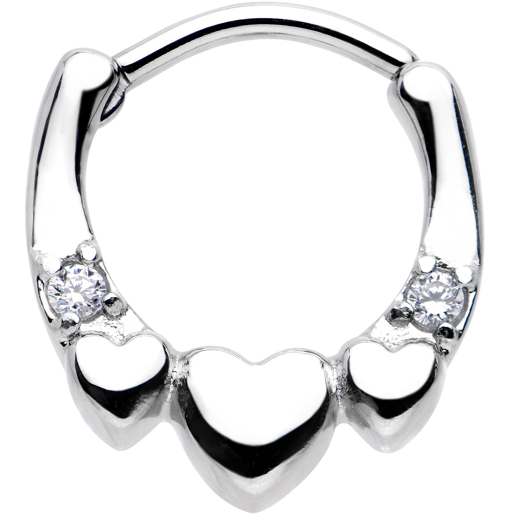 16G 5/16 Clear Gem Hearty Hug Hearts Septum Clicker