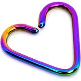 3/8 Annealed Rainbow Anodized Titanium Heart Daith Cartilage Tragus