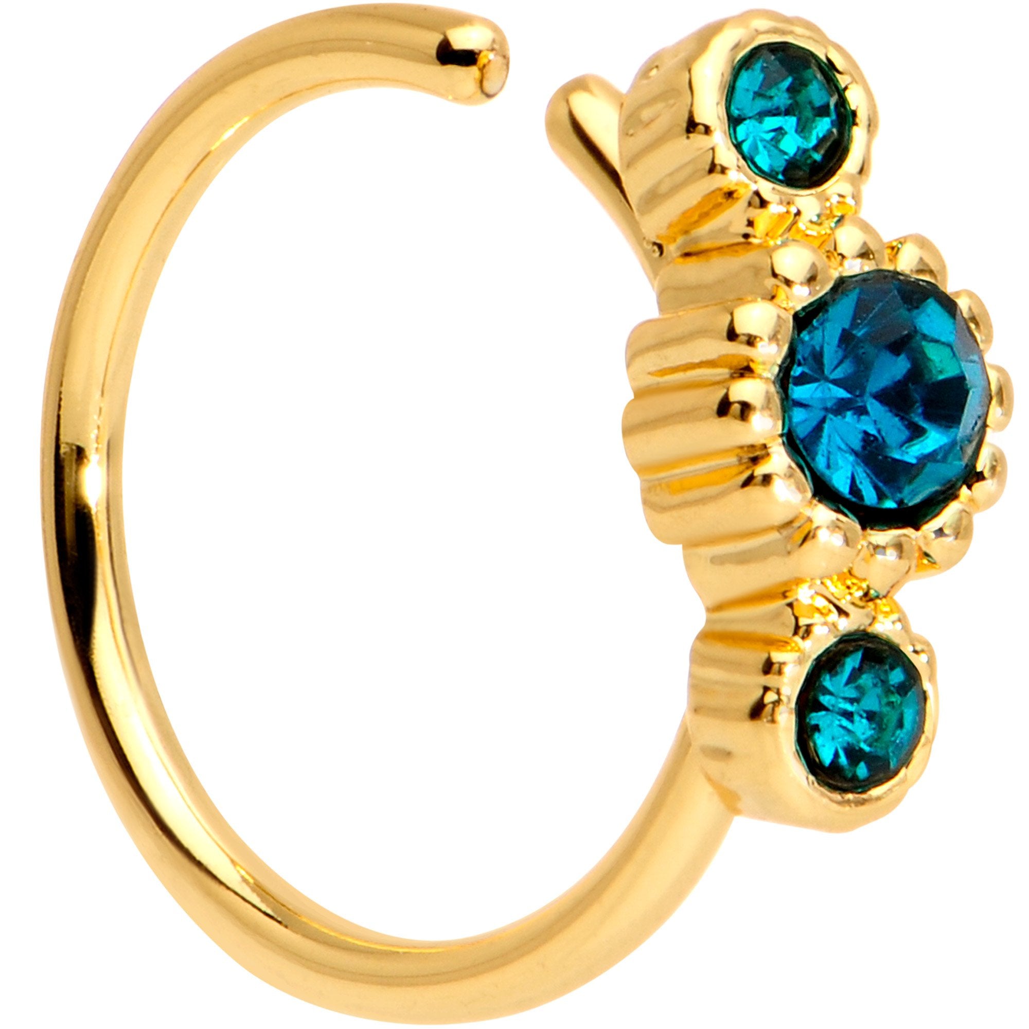 5/16 Green CZ Gem Gold IP Fashion Fusion Seamless Circular Ring