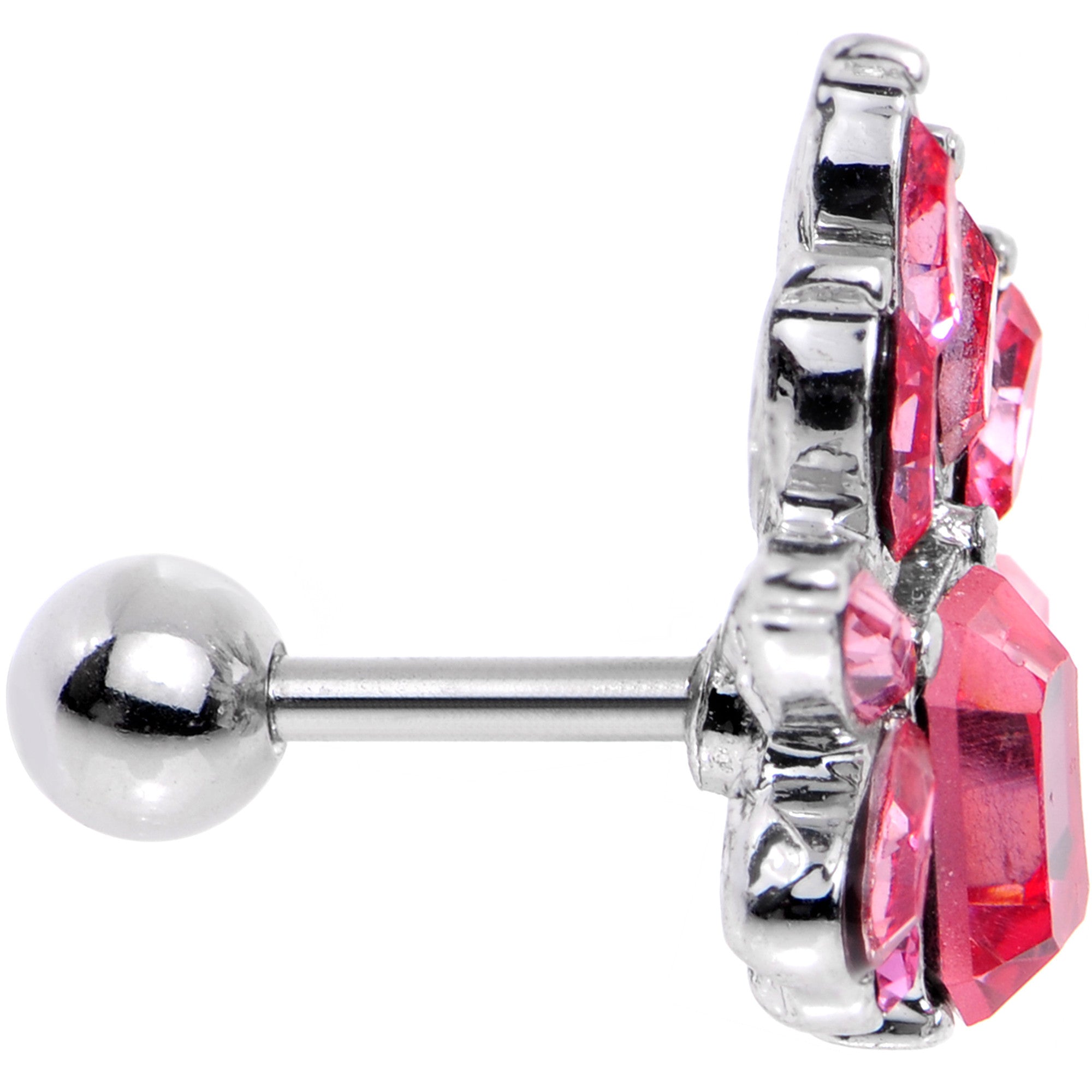 16G 1/4 Pink Gem Flower Tiara Amulet Cartilage Tragus Earring