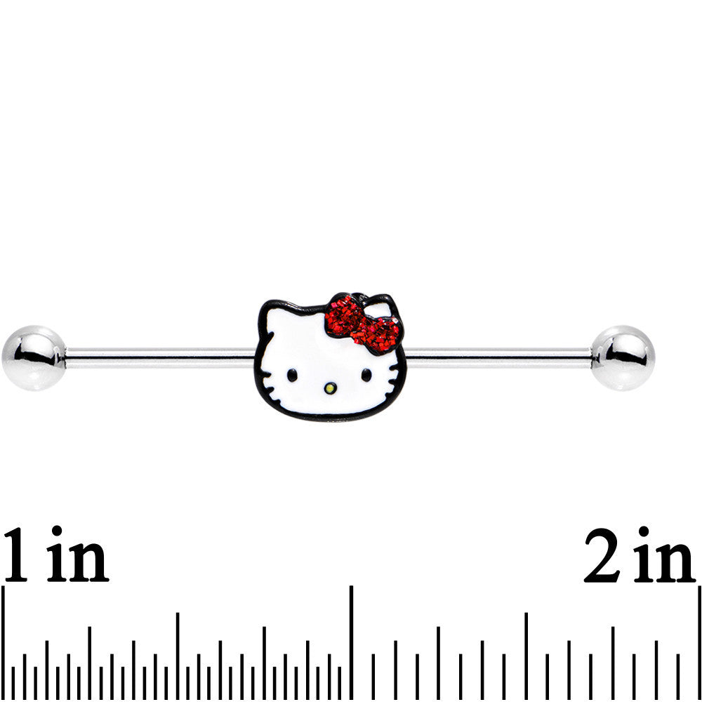 14 Gauge Licensed Hello Kitty Cat Red Bow Industrial Barbell 38mm