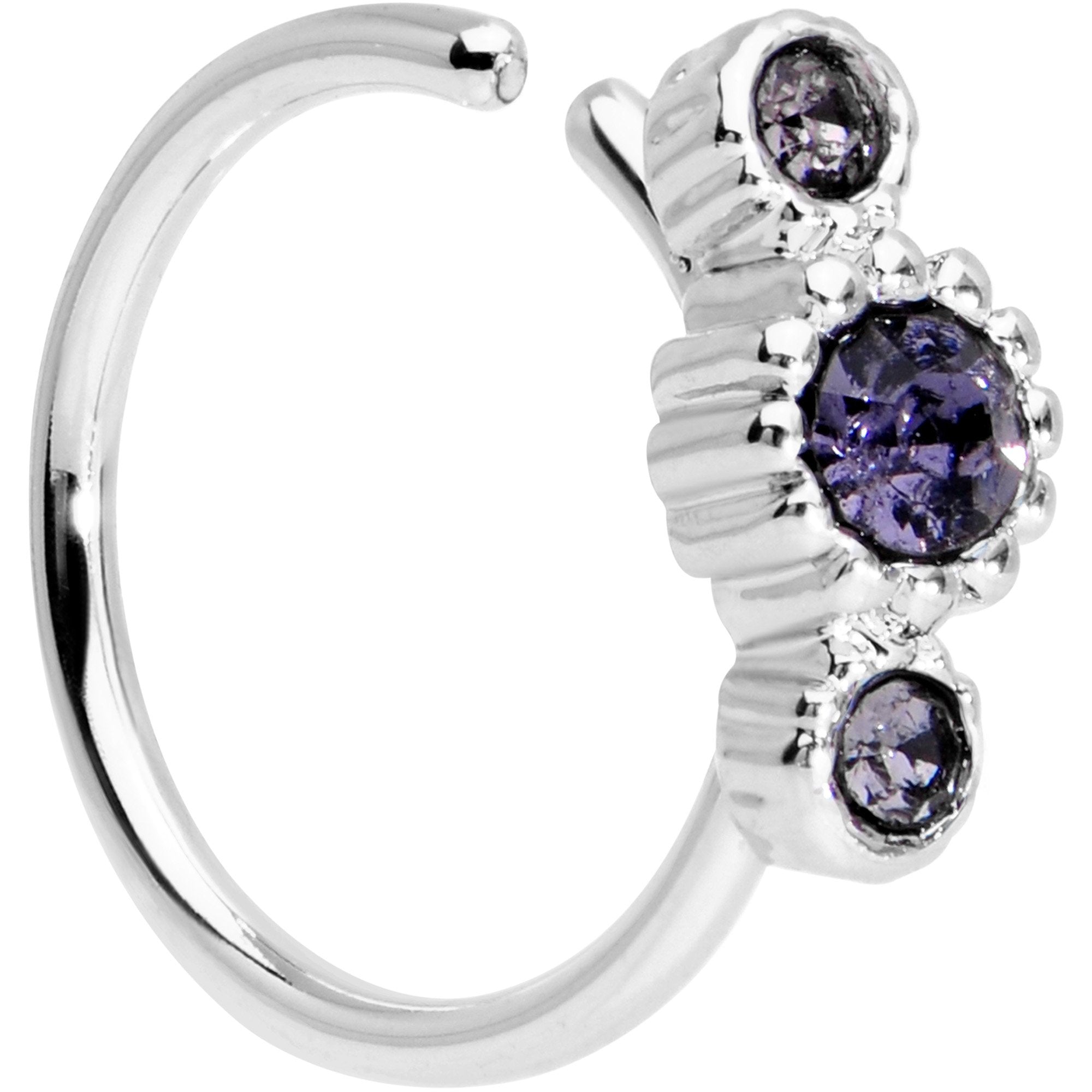 5/16 Purple CZ Gem Fashion Fusion Seamless Circular Ring