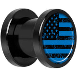 Blue American Flag Black Anodized Screw Fit Plug Set 0 Gauge