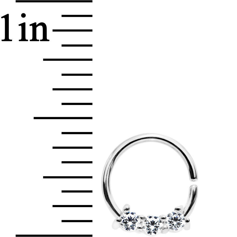 18G 5/16 Clear Cubic Zirconia Stainless Steel Circular Ring